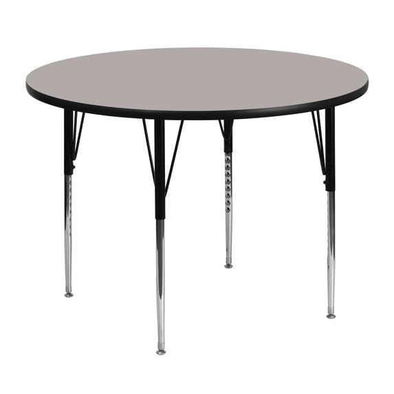 Flash Furniture Wren 48'' Round Grey HP Laminate Activity Table - Standard Height Adjustable Legs