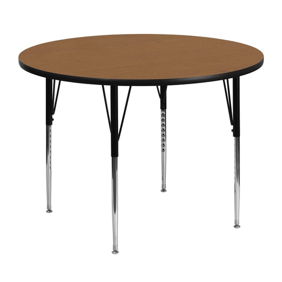 Flash Furniture 48'' Round Oak Thermal Laminate Activity Table - Standard Height Adjustable Legs