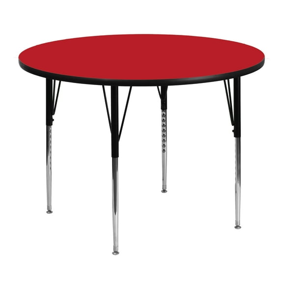 Flash Furniture Wren 48'' Round Red HP Laminate Activity Table - Standard Height Adjustable Legs