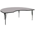 thumbnail image 1 of Flash Furniture 48''W x 72''L Kidney Grey Thermal Laminate Activity Table - Height Adjustable Short Legs, 1 of 4