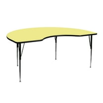 Flash Furniture Wren 48''W x 72''L Kidney Yellow Thermal Laminate Activity Table - Standard Height Adjustable Legs
