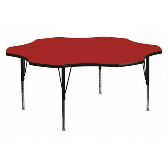 Flash Furniture Wren 60'' Flower Red Thermal Laminate Activity Table - Height Adjustable Short Legs