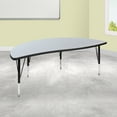 thumbnail image 1 of Flash Furniture Wren 60" Half Circle Wave Flexible Collaborative Oak Thermal Laminate Activity Table - Height Adjustable Short Legs, 1 of 11