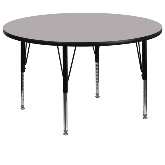 Flash Furniture 60'' Round Grey Thermal Laminate Activity Table - Height Adjustable Short Legs