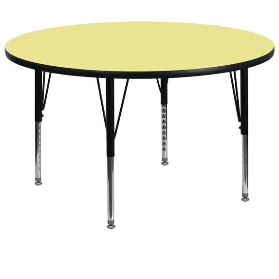 Flash Furniture Wren 60'' Round Yellow Thermal Laminate Activity Table - Height Adjustable Short Legs