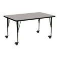 thumbnail image 1 of Flash Furniture Wren Mobile 24''W x 48''L Rectangular Grey HP Laminate Activity Table - Height Adjustable Short Legs, 1 of 3