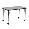 thumbnail image 1 of Flash Furniture Wren Mobile 24''W x 48''L Rectangular Grey Thermal Laminate Activity Table - Standard Height Adjustable Legs, 1 of 3
