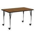 thumbnail image 1 of Flash Furniture Wren Mobile 24''W x 60''L Rectangular Oak HP Laminate Activity Table - Standard Height Adjustable Legs, 1 of 3