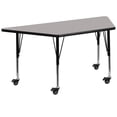 thumbnail image 1 of Flash Furniture Wren Mobile 29''W x 57''L Trapezoid Grey HP Laminate Activity Table - Height Adjustable Short Legs, 1 of 5