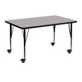 thumbnail image 1 of Flash Furniture Wren Mobile 30''W x 48''L Rectangular Grey Thermal Laminate Activity Table - Height Adjustable Short Legs, 1 of 3