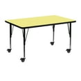 thumbnail image 1 of Flash Furniture Wren Mobile 30''W x 48''L Rectangular Yellow Thermal Laminate Activity Table - Height Adjustable Short Legs, 1 of 3