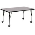 thumbnail image 1 of Flash Furniture Wren Mobile 30''W x 72''L Rectangular Grey Thermal Laminate Activity Table - Height Adjustable Short Legs, 1 of 3