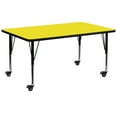thumbnail image 1 of Flash Furniture Wren Mobile 30''W x 72''L Rectangular Yellow HP Laminate Activity Table - Height Adjustable Short Legs, 1 of 3