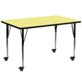 thumbnail image 1 of Flash Furniture Wren Mobile 30''W x 72''L Rectangular Yellow Thermal Laminate Activity Table - Standard Height Adjustable Legs, 1 of 3
