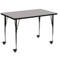 thumbnail image 1 of Flash Furniture Wren Mobile 36''W x 72''L Rectangular Grey HP Laminate Activity Table - Standard Height Adjustable Legs, 1 of 3