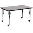thumbnail image 1 of Flash Furniture Wren Mobile 36''W x 72''L Rectangular Grey Thermal Laminate Activity Table - Height Adjustable Short Legs, 1 of 3