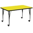 thumbnail image 1 of Flash Furniture Wren Mobile 36''W x 72''L Rectangular Yellow HP Laminate Activity Table - Height Adjustable Short Legs, 1 of 3