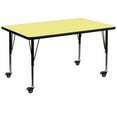 thumbnail image 1 of Flash Furniture Wren Mobile 36''W x 72''L Rectangular Yellow Thermal Laminate Activity Table - Height Adjustable Short Legs, 1 of 3