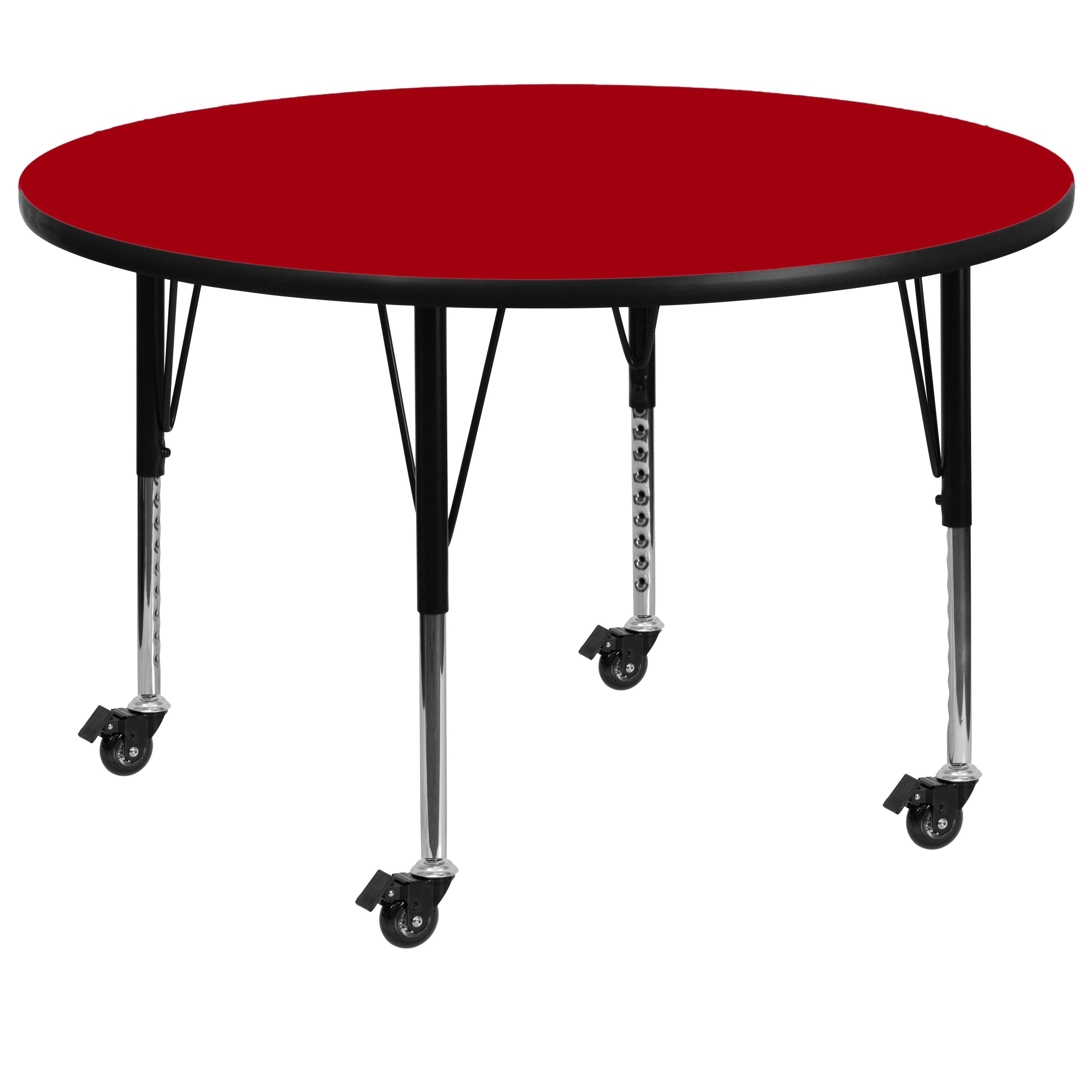 Red Round Laminate Activity Table with Adjustable Legs