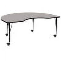 Flash Furniture Wren Mobile 48''W x 96''L Kidney Grey HP Laminate Activity Table - Height Adjustable Short Legs