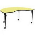 thumbnail image 1 of Flash Furniture Wren Mobile 48''W x 96''L Kidney Yellow Thermal Laminate Activity Table - Standard Height Adjustable Legs, 1 of 3