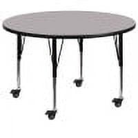 Flash Furniture Wren Mobile 60'' Round Grey Thermal Laminate Activity Table - Height Adjustable Short Legs