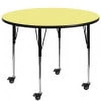 Flash Furniture Wren Mobile 60'' Round Yellow Thermal Laminate Activity Table - Standard Height Adjustable Legs