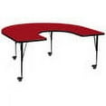 thumbnail image 1 of Flash Furniture Wren Mobile 60''W x 66''L Horseshoe Red Thermal Laminate Activity Table - Height Adjustable Short Legs, 1 of 3