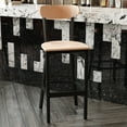 thumbnail image 1 of Flash Furniture Wright 29.75"H Square Full Back Restaurant Dining Barstool, Natural (Set of 2), 1 of 4