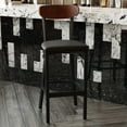 thumbnail image 1 of Flash Furniture Wright 31.875"H Square Full Back Restaurant Dining Barstool, Walnut/Black, 1 of 3