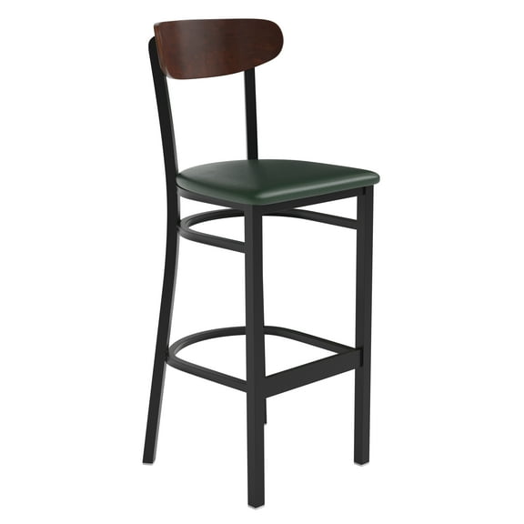 Flash Furniture Wright Boomerang Back Bar Stool, Walnut/Green