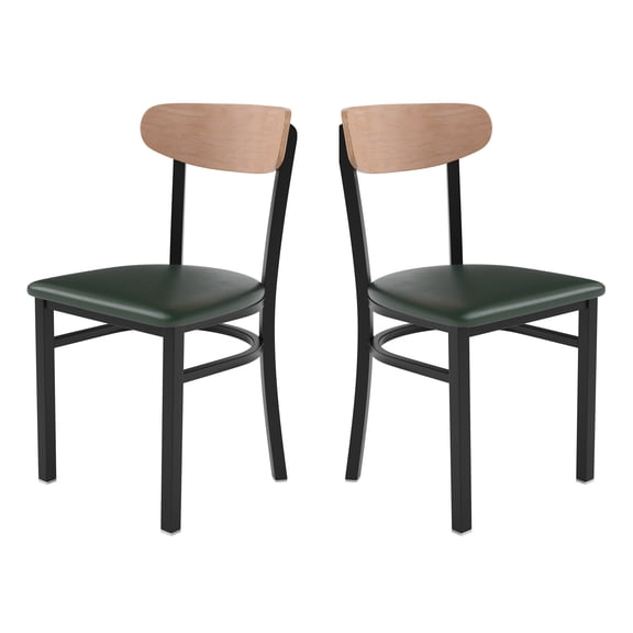 Flash Furniture Wright Boomerang Back Dining Chair, Natural/Green, Set of 2