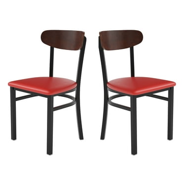 Flash Furniture Wright Boomerang Back Dining Chair, Walnut/Red, Set of 2