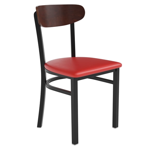 Flash Furniture Wright Boomerang Back Dining Chair, Walnut/Red