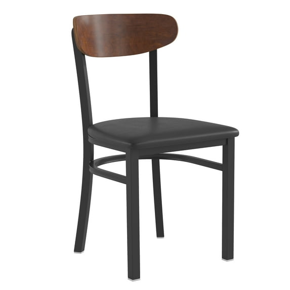 Flash Furniture Wright Metal/Wood Restaurant Chair, Walnut/Black