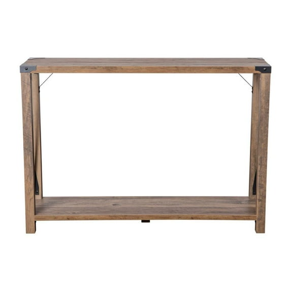 Flash Furniture Wyatt 2-Tier Engineered Wood Console Table in Rustic Oak