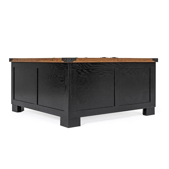 Flash Furniture Wyatt 35.75" x 35.75" Hinged Lift Top Storage Coffee Table Black/Rustic Oak