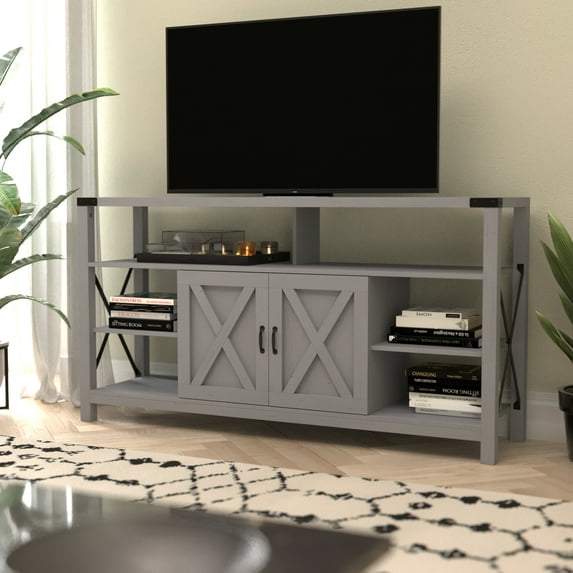Flash Furniture Wyatt Modern Farmhouse Television Stand for TVs up to 60",Coastal Gray