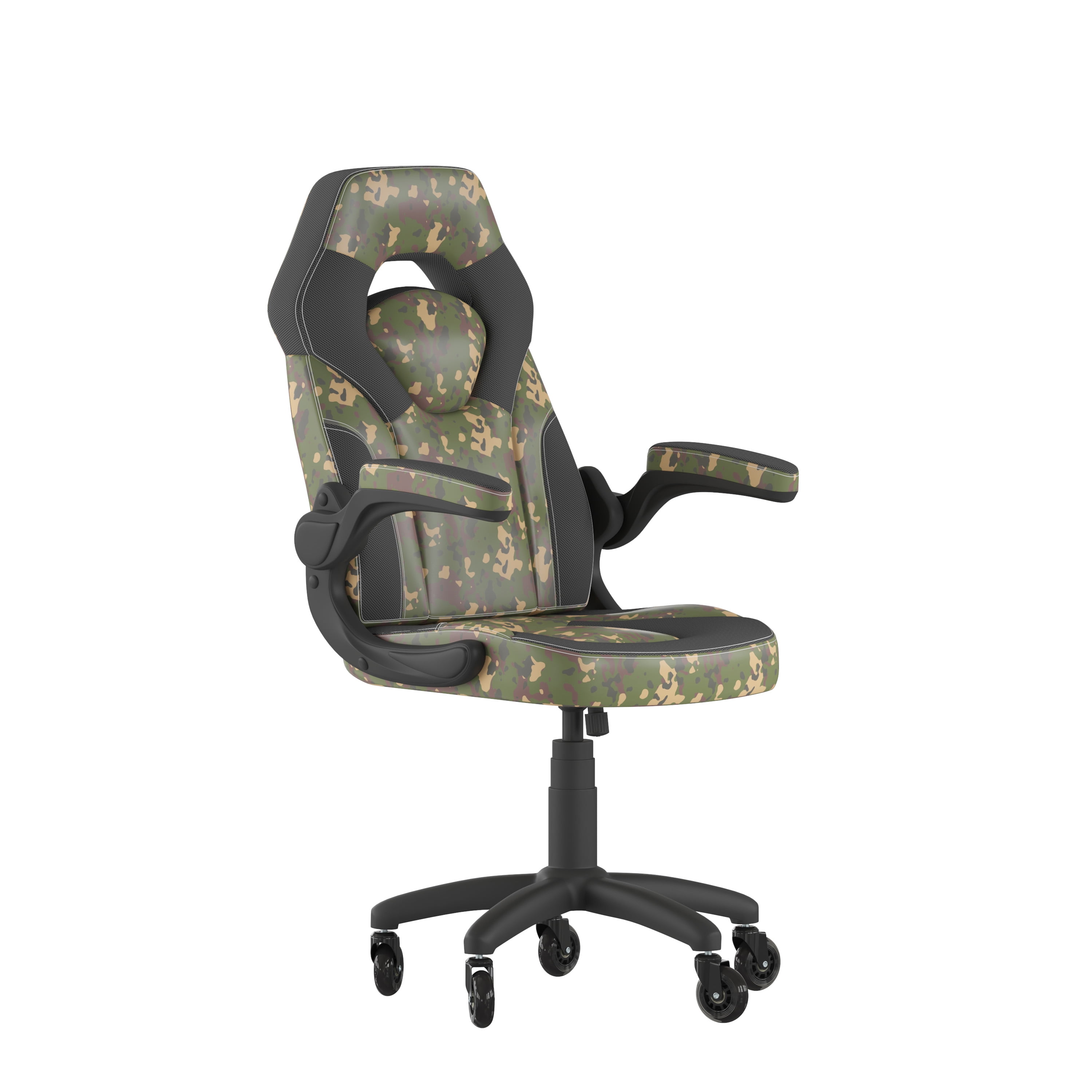 Flash Furniture X10 Faux Leather High Back Gaming Chair with Arms 250 lb Black Camo