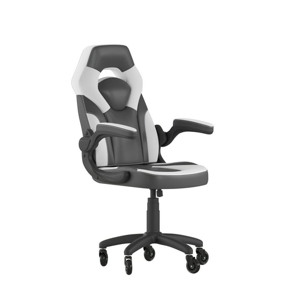 Flash Furniture X10 Faux Leather High Back Gaming Chair with Arms, 250 lb, Black/White