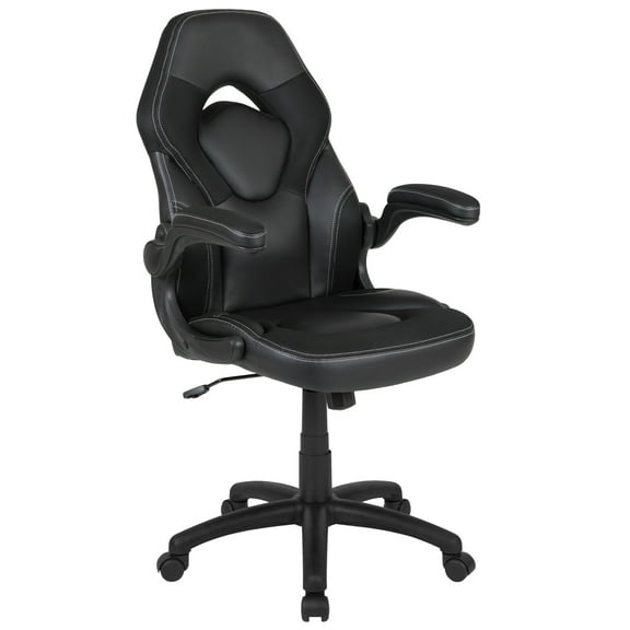 Flash Furniture X10 LeatherSoft High-Back Gaming Chair with Headrest and Flip-Up Arms, Black