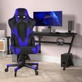 thumbnail image 1 of Flash Furniture X20 Gaming Chair Racing Office Computer PC Adjustable Chair with Reclining Back and Transparent Roller Wheels in Blue LeatherSoft, 1 of 4