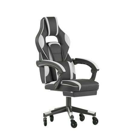 Flash Furniture X40 Faux Leather High Back Gaming Chair with Footrest, 280 lb, White