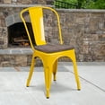 thumbnail image 1 of Flash Furniture Yellow Metal Stackable Chair with Wood Seat, 1 of 12