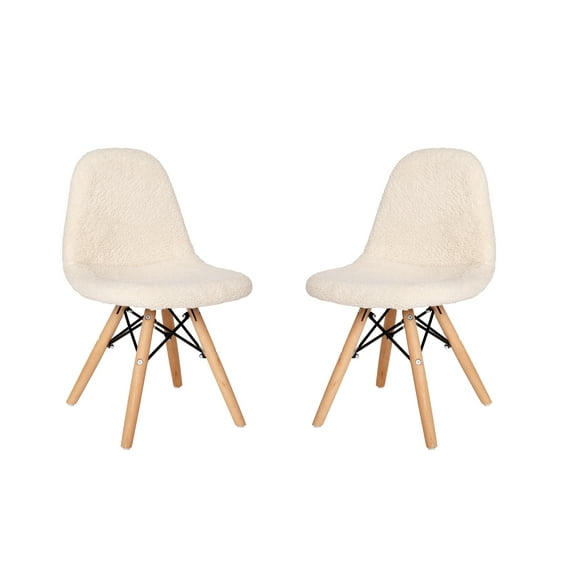 Flash Furniture Zula Collection Kids Furry Chairs, Off-White, Set of 2