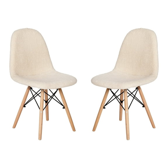 Flash Furniture Zula Collection Modern Sponge Solid Print Scoop Armless Chair, Off-White Set of 2