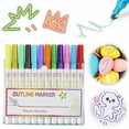 thumbnail image 1 of GBAYXJ—Upgraded Marker Pen For Highlight 2024 New Glitter Gel Pens Double Line Outline Pen Markers Colorful Art Pens For Writing Scrapbooking Journal Drawing Supplies (8 Colors) 1ml(Plastic), 1 of 9