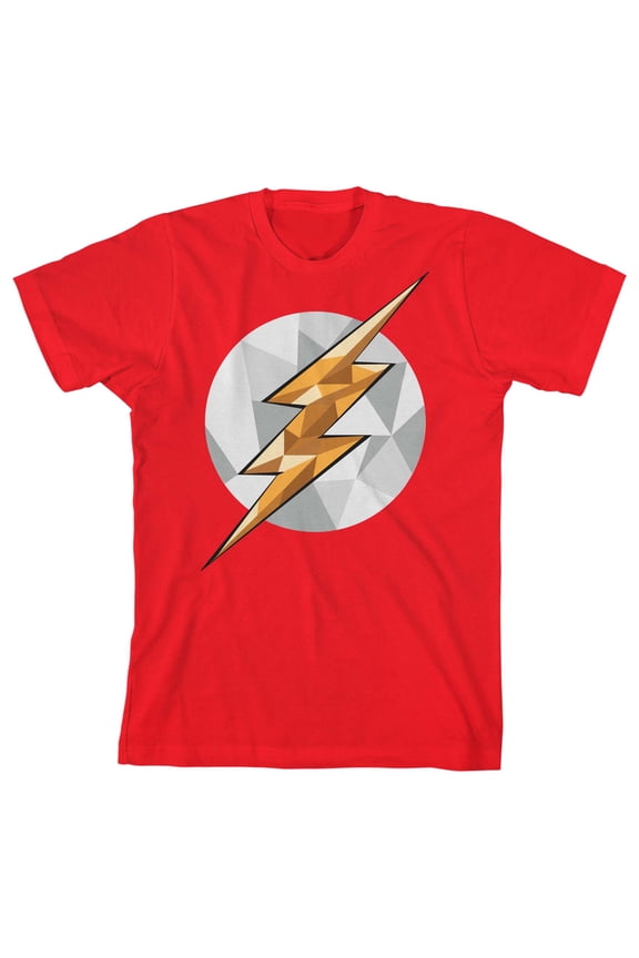 Flash Geometric Art Logo Boy's Red T-shirt-XS