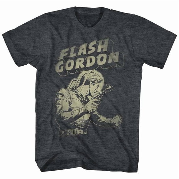 Flash Gordon Flash Aaaaaaa Black Heather Adult T-Shirt 2Xlt