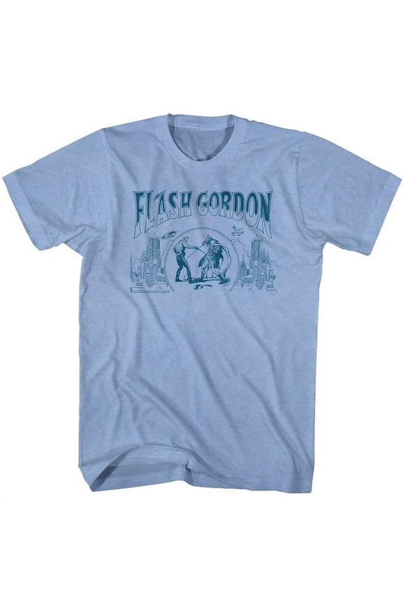 Flash Gordon Flash Light Blue Heather Adult T-Shirt